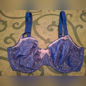 Wacoal Blue Lace Bra with White Accents. Never Worn
